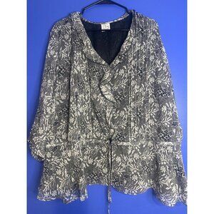 Women’s Lace Sleeve Flowy Romantic Blouse Size XL  Dainty Boho Sheer Y2K Fairy